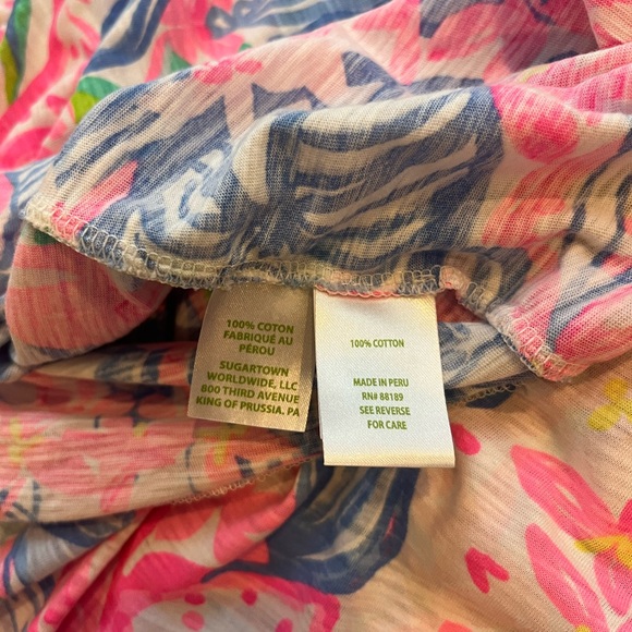 Lilly Pulitzer Etta V-Neck Cotton T Shirt in Havana Cocktail XL - Picture 7 of 7